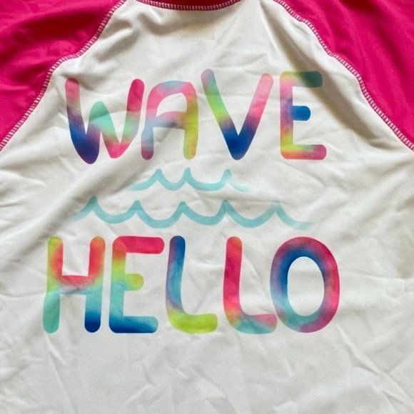 Wonder Nation Wave Hello Rashguard Swim Shirt - Girls XS - Picture 2 of 7